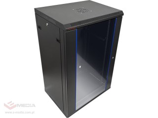 Szafa wisząca 19" 18U 600x450, drzwi szklane jednoskrzydłowe, tył osłona pełna demontowalna, osłony boczne pełne demontowalne za