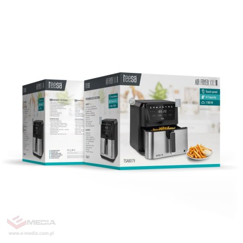 Frytkownica beztłuszczowa TEESA DIGITAL AIR FRYER XXL , 8L , 1700W, duża miska , programy , podtrzymywanie ciepła