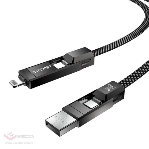 Kabel USB 4w1 Blitzwolf BW-HDC7 USB+C+Lightning 240W 1,2m (czarny)
