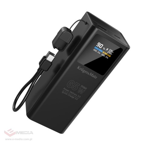 PowerBank Kruger&Matz 20000 mAh Li-ion 65W z funkcją QC oraz PD