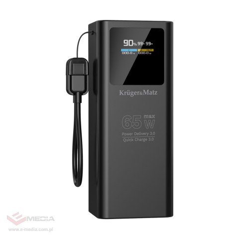 PowerBank Kruger&Matz 20000 mAh Li-ion 65W z funkcją QC oraz PD