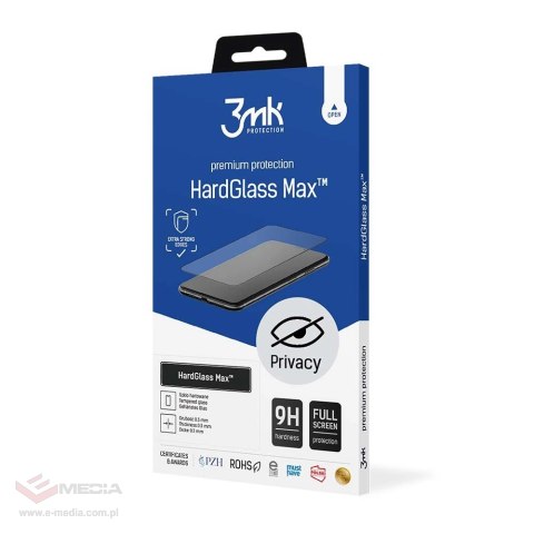 Szkło 9H prywatyzujące 3mk HardGlass Max Privacy™ na iPhone 15 Pro Max