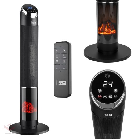 Termowentylator kolumnowy PTC Teesa z funkcją imitacji kominka
