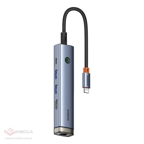 HUB 5 w 1 Baseus Ultra Joy USB-C - HDMI, USB3.0x2, PD, RJ45 (szary)