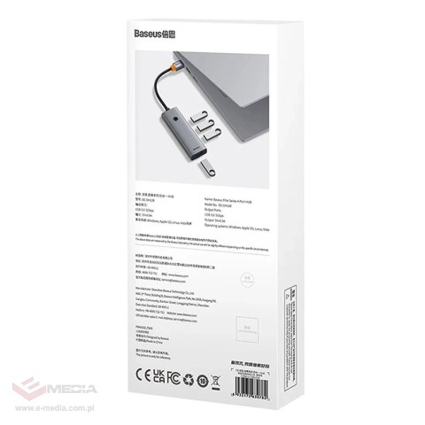Hub 4w1 Baseus UltraJoy USB-A do 4xUSB 3.0 (szary)