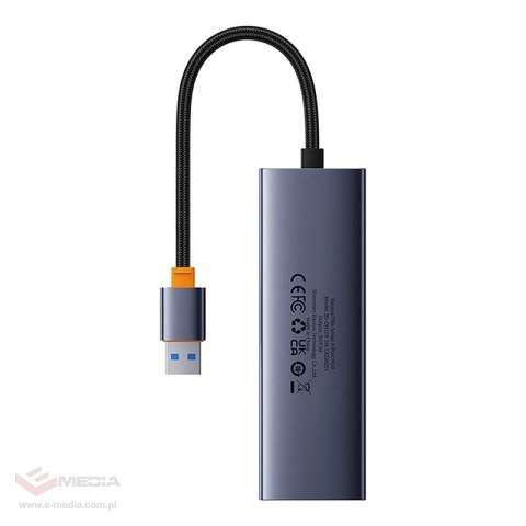 Hub 4w1 Baseus UltraJoy USB-A do USB 3.0 + RJ45 (szary)