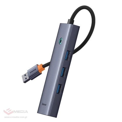 Hub 4w1 Baseus UltraJoy USB-A do USB 3.0 + RJ45 (szary)