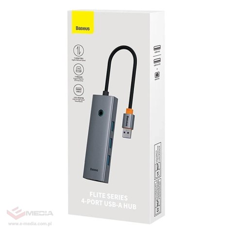 Hub 4w1 Baseus UltraJoy USB-A do USB 3.0 + RJ45 (szary)