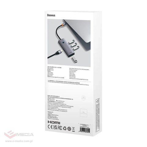Hub 5w1 Baseus UltraJoy 5-Port (1xHDMI4K@30Hz + 4xUSB 3.0) Szary