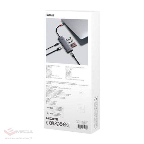Hub 7w1 Baseus UltraJoy 7-Port ( USB-C do 1xHDMI4K@30Hz + 2xUSB 3.0 + 1xPD +RJ45 + SD/TF3.0)