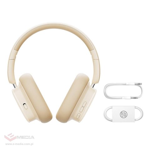 Słuchawki bezprzewodowe nauszne Baseus Bowie H1i, ANC (białe)