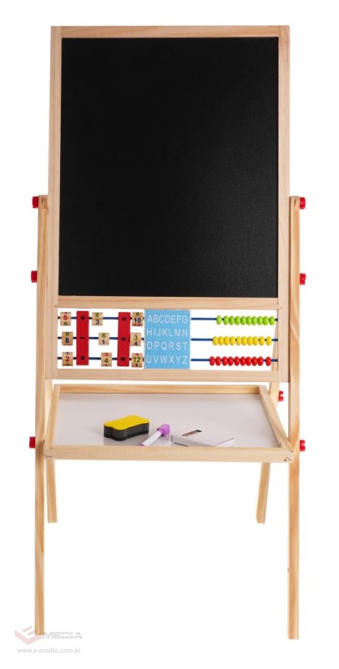 Drewniana dwustronna tablica dla dzieci 3+ Edukacyjna tablica magnetyczna kredowa + Akcesoria
