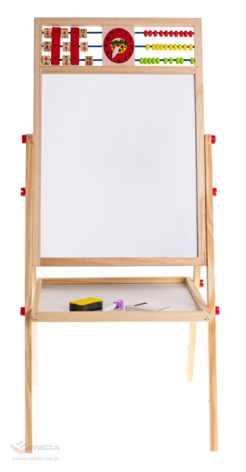 Drewniana dwustronna tablica dla dzieci 3+ Edukacyjna tablica magnetyczna kredowa + Akcesoria