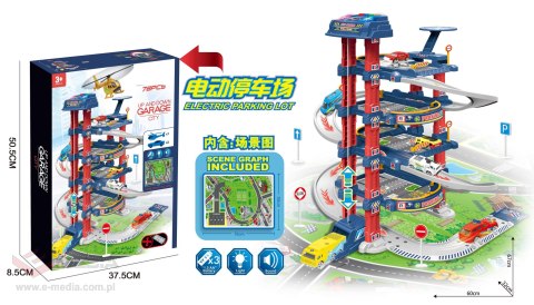 Duży Parking Interaktywny Garaż dla dzieci 3+ Elektryczna winda + Mata podłogowa + 2 Metalowe Autka + Akcesoria