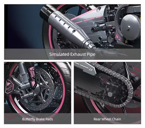 Zestaw Klocków Motocykl Ścigacz Różowy 2066el.