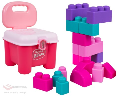 Zestaw Miękkich Klocków + Krzesełko Schowek Różowy