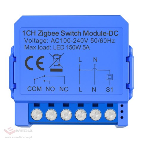 1-kanałowy moduł przełącznika ZigBee ze stykiem beznapięciowym Avatto ZWSM16-DC32V-1