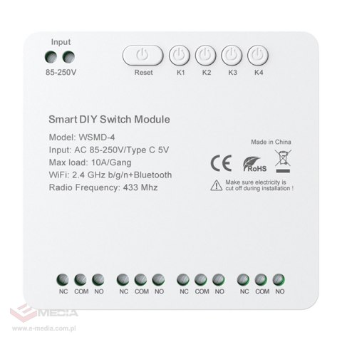 Inteligentny moduł przełącznika DIY Avatto WSMD-4 250V