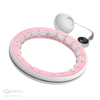 Smart Hula Hop odchudzające koło z licznikiem, wypustkami i obciążeniem 50cm, różowe, REBEL ACTIVE