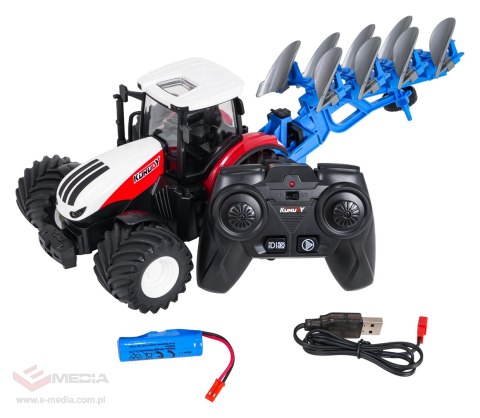Traktor Czerwony R/C Z Pługiem 1:24
