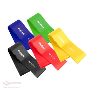 Zestaw gum do ćwiczeń TPE - Mini Band L, 2.3-18.2 kg, 5 gum, kolorowy, REBEL ACTIVE