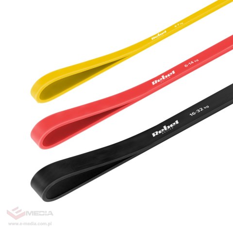 Zestaw gum do ćwiczeń TPE - Power Band PT-S3, 4-32 kg, 3 gumy TPE, REBEL ACTIVE