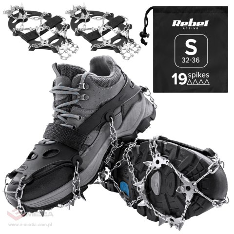 Raczki z kolcami na buty turystyczne, rozmiar S ( 32 - 36 ) , REBEL ACTIVE