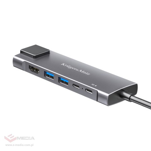 Adapter (HUB) USB typu C na HDMI/2x USB3.0/2x USB typu C/RJ45