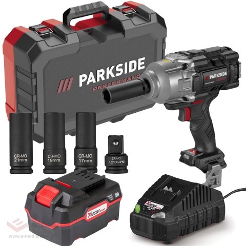 Parkside Akumulatorowy klucz udarowy, 20 V, PASSP 20-Li C4 z smart akumulatorem 20V 8Ah i ładowarką