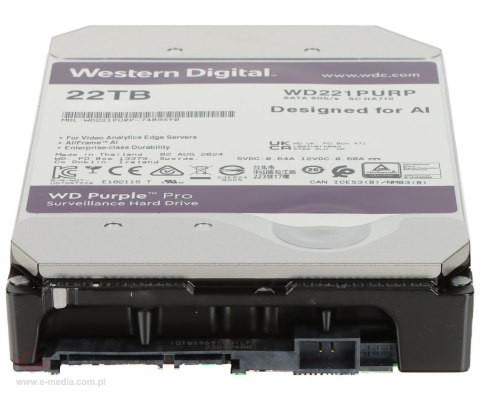 DYSK DO REJESTRATORA HDD-WD221PURP 22TB 24/7 WESTERN DIGITAL