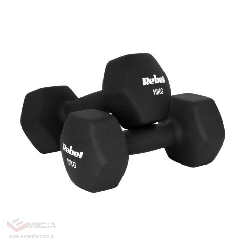 Hantelki żeliwne neoprenowe HEX 2x10kg, REBEL ACTIVE