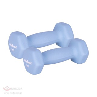 Hantelki żeliwne neoprenowe HEX 2x1kg, REBEL ACTIVE