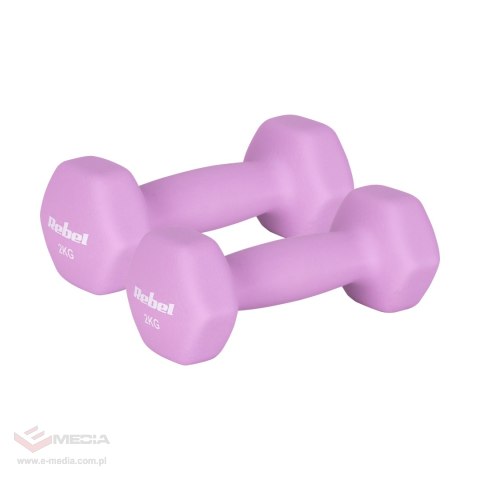 Hantelki żeliwne neoprenowe HEX 2x2kg, REBEL ACTIVE