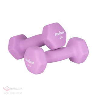 Hantelki żeliwne neoprenowe HEX 2x2kg, REBEL ACTIVE