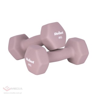 Hantelki żeliwne neoprenowe HEX 2x4kg, REBEL ACTIVE
