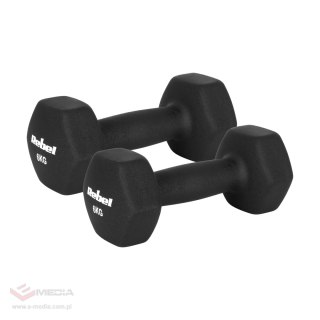 Hantelki żeliwne neoprenowe HEX 2x6kg, REBEL ACTIVE
