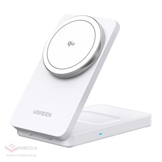 Magnetyczna ładowarka bezprzewodowa 2w1 UGREEN W706, MagSafe W706, 15W (biała)