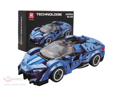 Zestaw Klocków Auto Sportowe Niebieskie 327el.