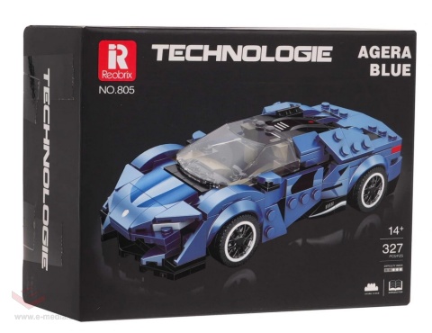 Zestaw Klocków Auto Sportowe Niebieskie 327el.