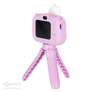Aparat fotograficzny cyfrowy dla dzieci na statywie jednorożec fioletowy
