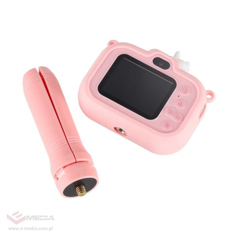 Aparat fotograficzny cyfrowy dla dzieci na statywie jednorożec różowy
