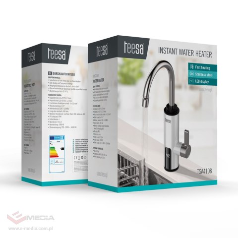 Przepływowy podgrzewacz wody - bateria kuchenna biała