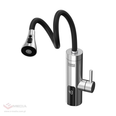 Przepływowy podgrzewacz wody - bateria metalowa kuchenna z elastyczną wylewką