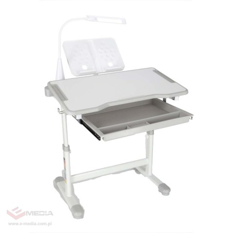 Biurko dziecięce szkolne regulowane krzesło lampka LED USB szare