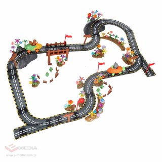 Tor wyścigowy samochodowy magnetyczny 2 pojazdy świecące 310 elementów