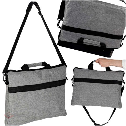 Torba na laptopa 15,6 cali na ramię z paskiem teczka biznesowa damska męska szara