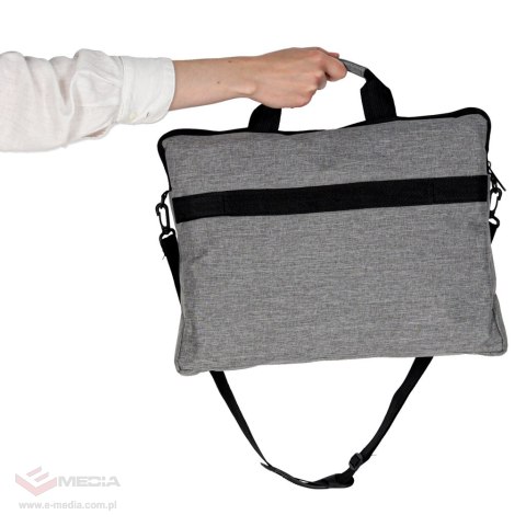 Torba na laptopa 15,6 cali na ramię z paskiem teczka biznesowa damska męska szara