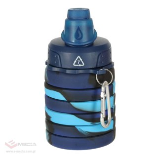 Butelka na wodę bidon silikonowy składany z uchwytem BPA FREE 500ml niebieski