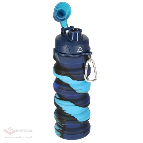 Butelka na wodę bidon silikonowy składany z uchwytem BPA FREE 500ml niebieski