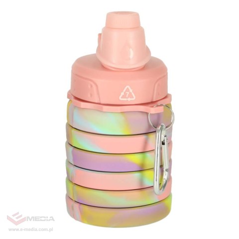 Butelka na wodę bidon silikonowy składany z uchwytem BPA FREE 500ml tęczowy